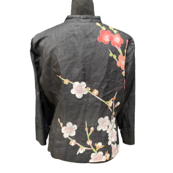 CITRON SANTA MONICA Cherry Blossom Asian Boxy Shirt Natural Accents Sz Large - Picture 4 of 12